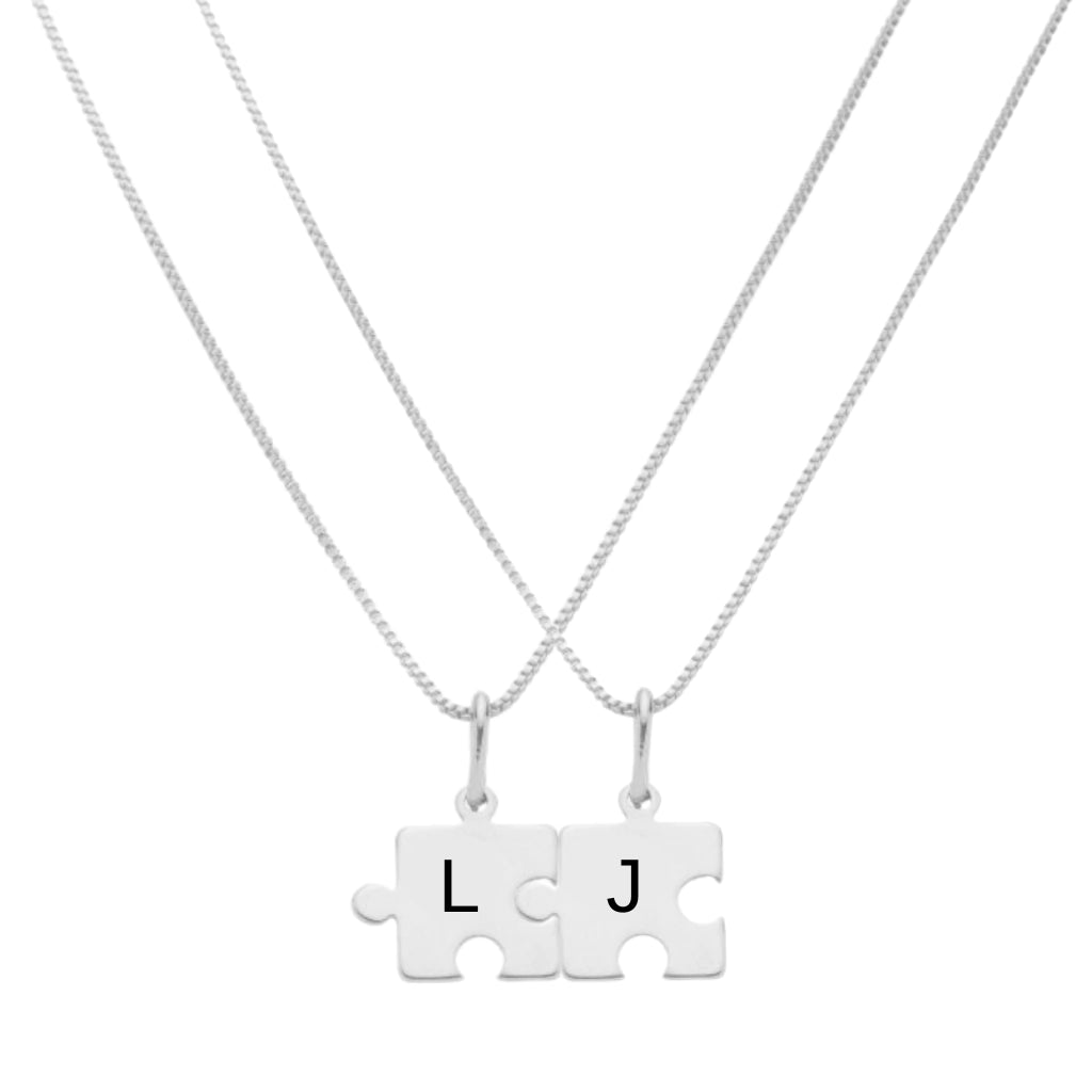 Kit Colares Quebra-Cabeça Personalizável em Prata 925