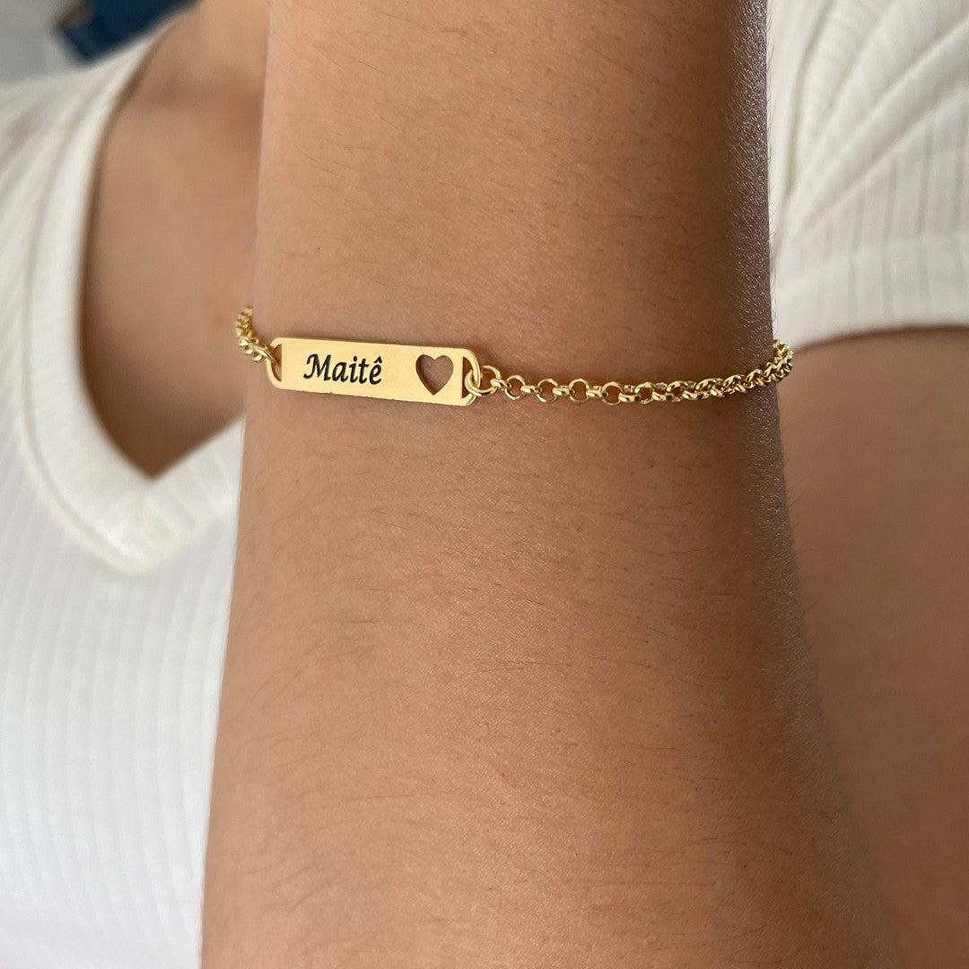 Pulseira de Bebê e Infantil com Coração Vazado