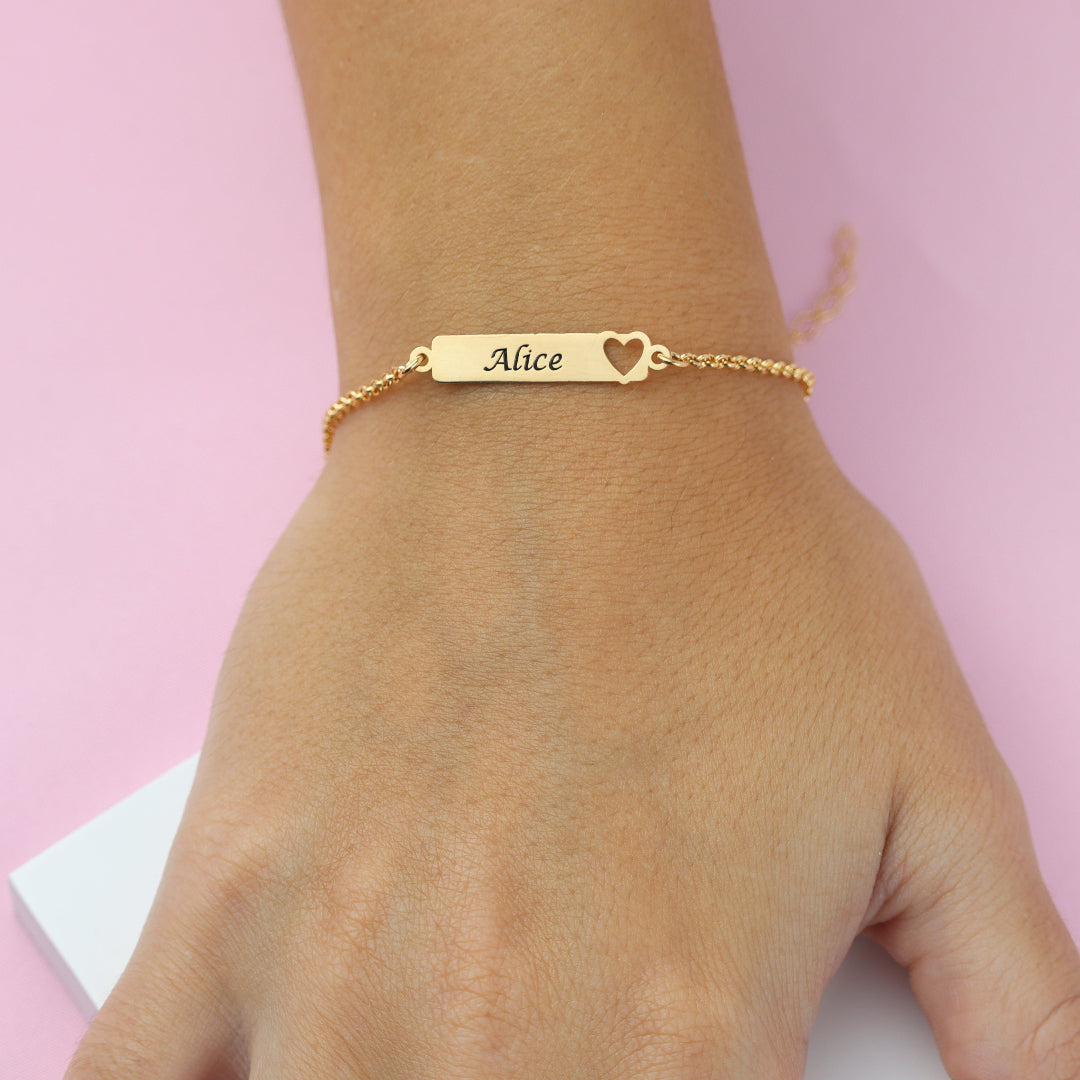 Pulseira de Bebê e Infantil com Coração Vazado