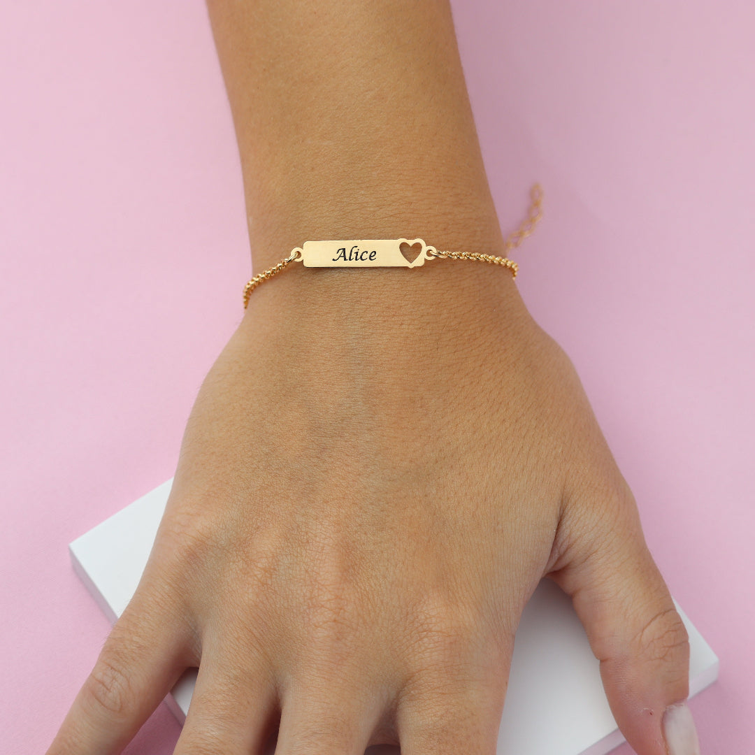 Pulseira de Bebê e Infantil com Coração Vazado