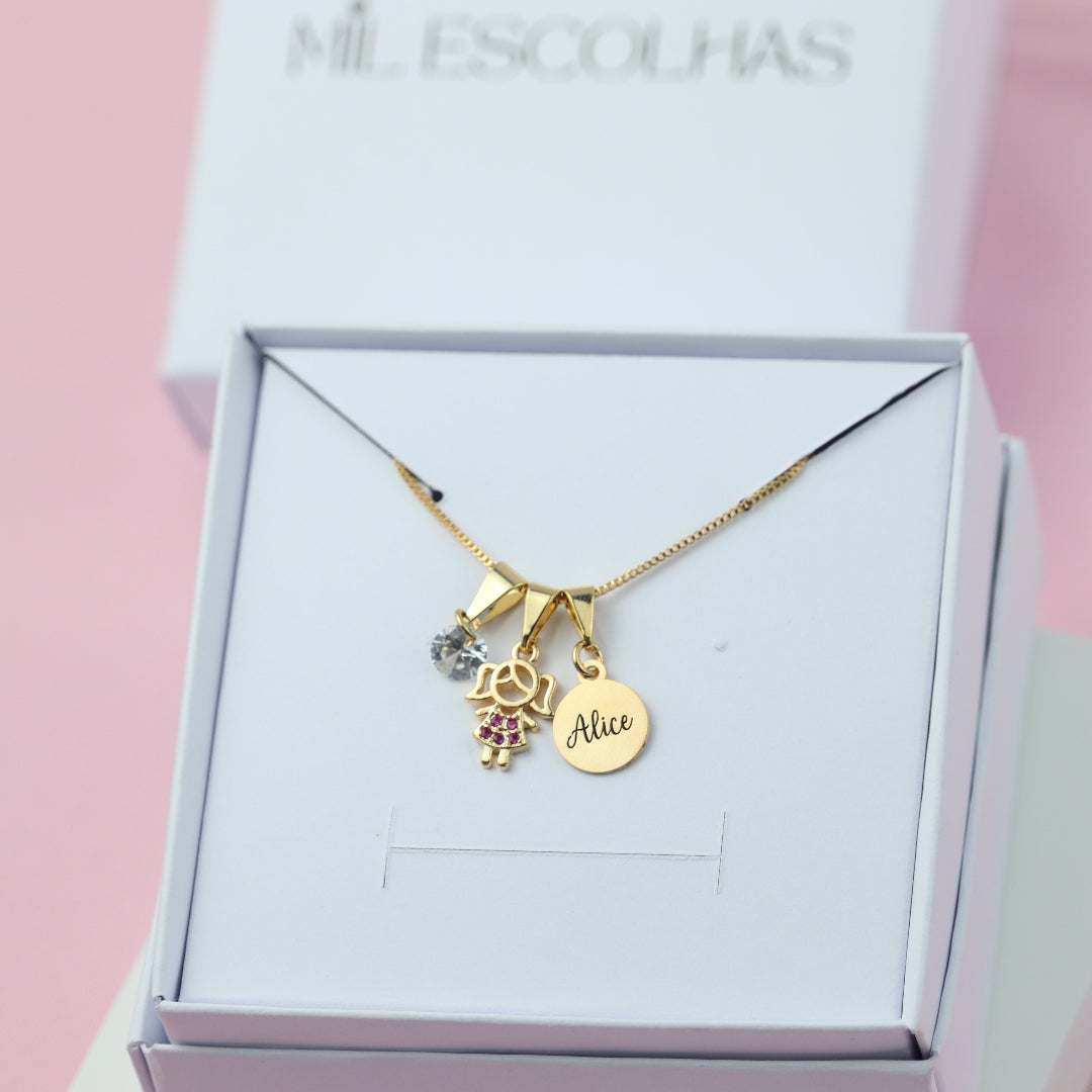 Colar Amor de Mãe com Pedrinha