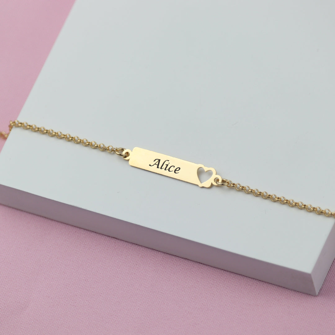 Pulseira de Bebê e Infantil com Coração Vazado