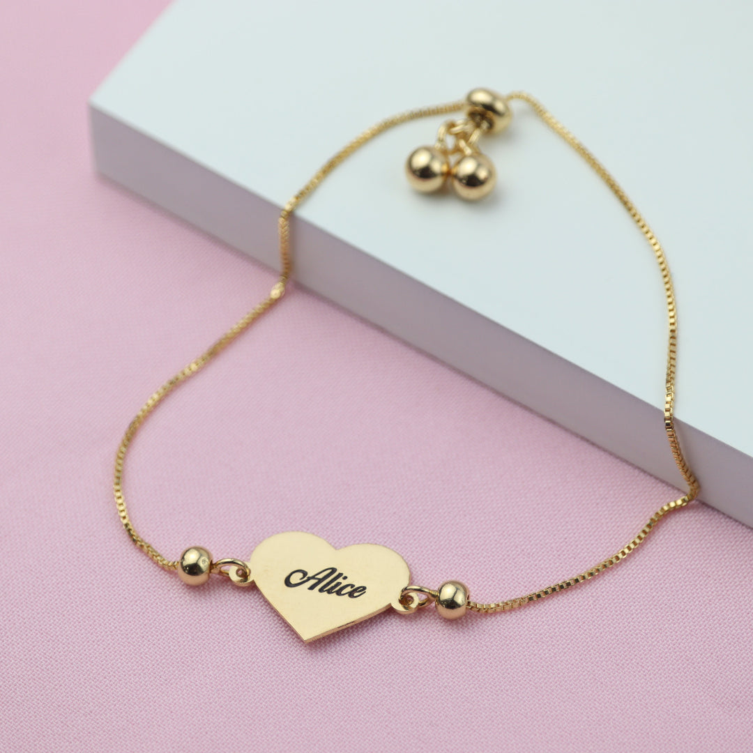 Pulseira de Coração Gravatinha com Nome