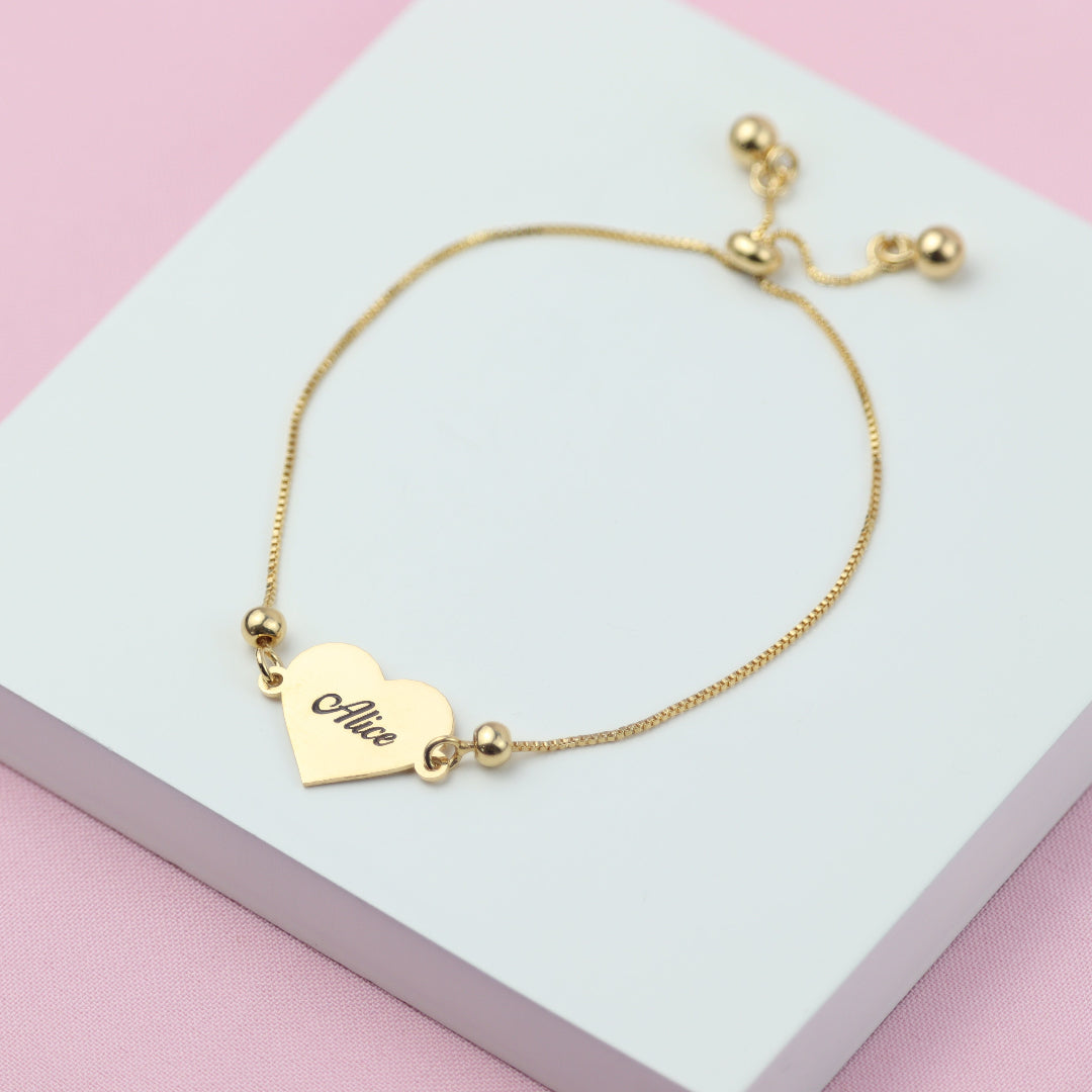 Pulseira de Coração Gravatinha com Nome