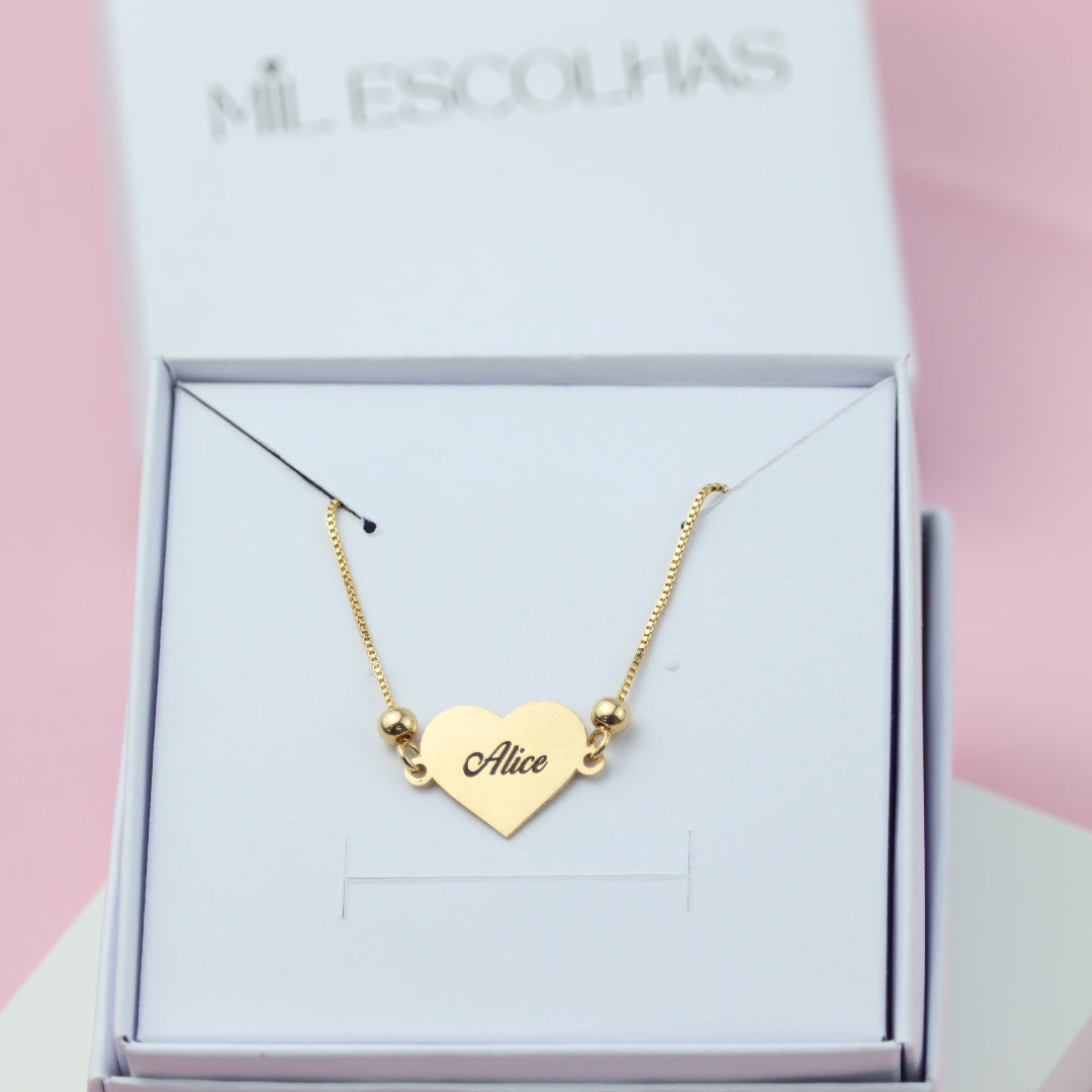 Pulseira de Coração Gravatinha com Nome
