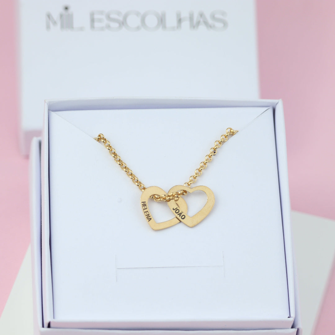 Pulseira de Coração Com Nomes - Gravação a Laser