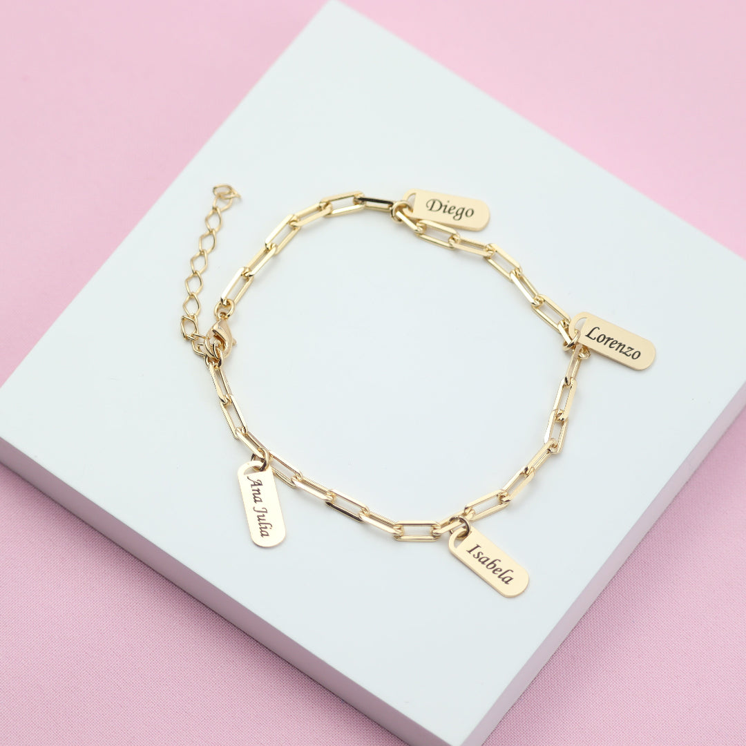 Pulseira Elegance Grave os Nomes Da Sua Família