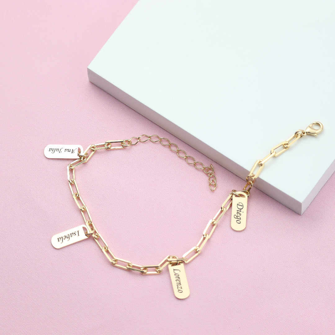 Pulseira Elegance Grave os Nomes Da Sua Família
