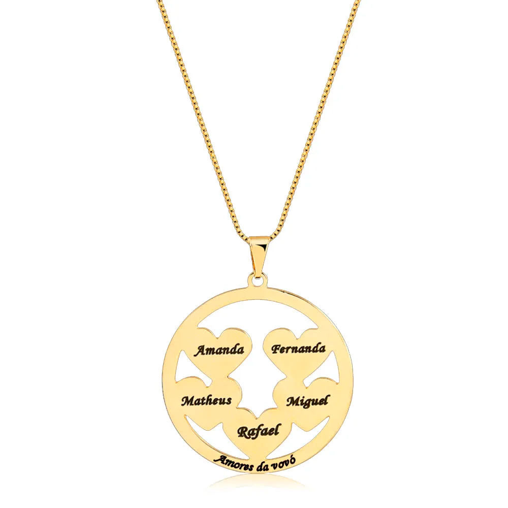 Colar Mandala com Corações com Nomes
