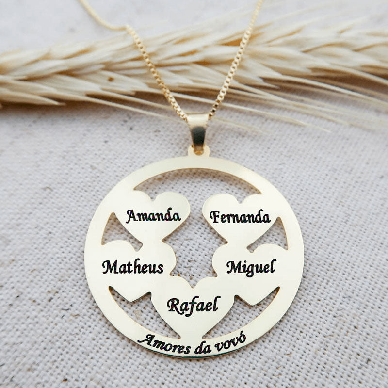 Colar Mandala com Corações com Nomes