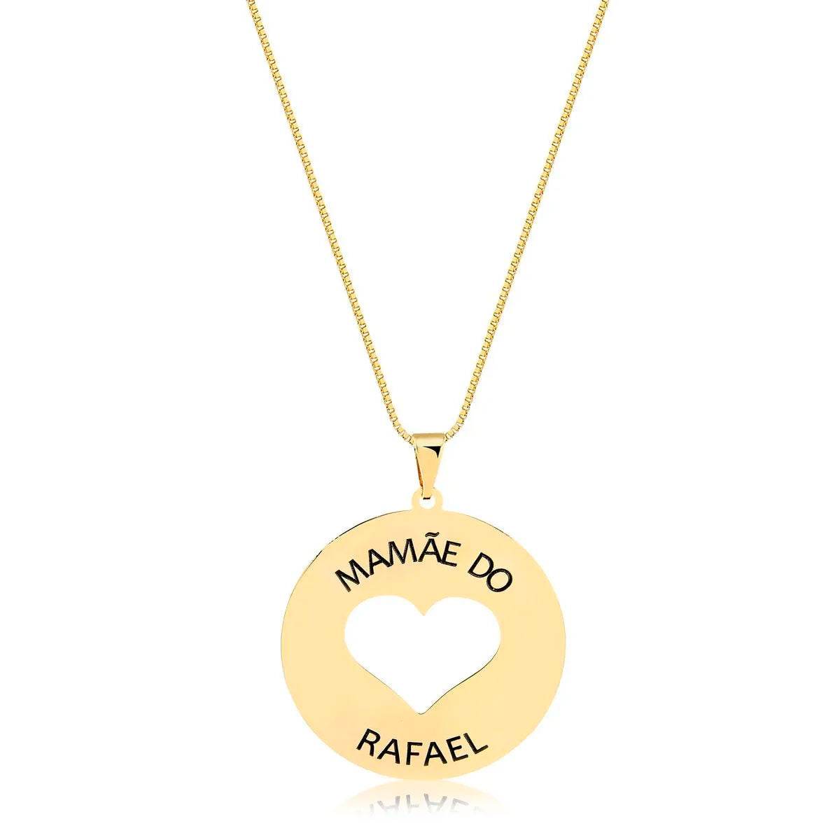 Colar Redondo Personalizado Com Nome Com Coração Vazado