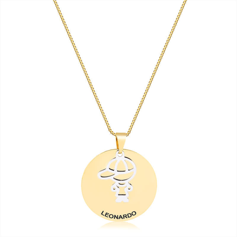 Colar Redondo Personalizado Com Nome e Menina/Menino