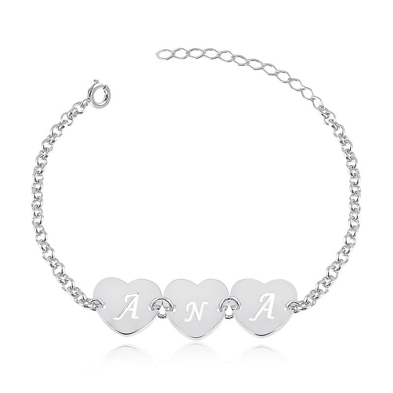 Pulseira Personalizada Corações com Iniciais