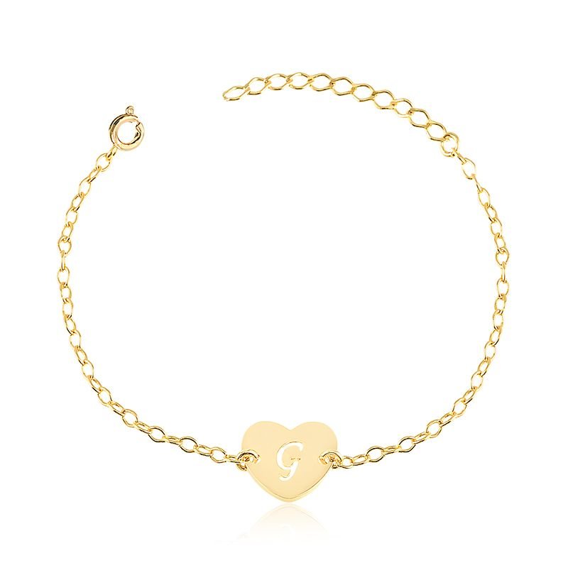 Pulseira Coração com Inicial Vazada