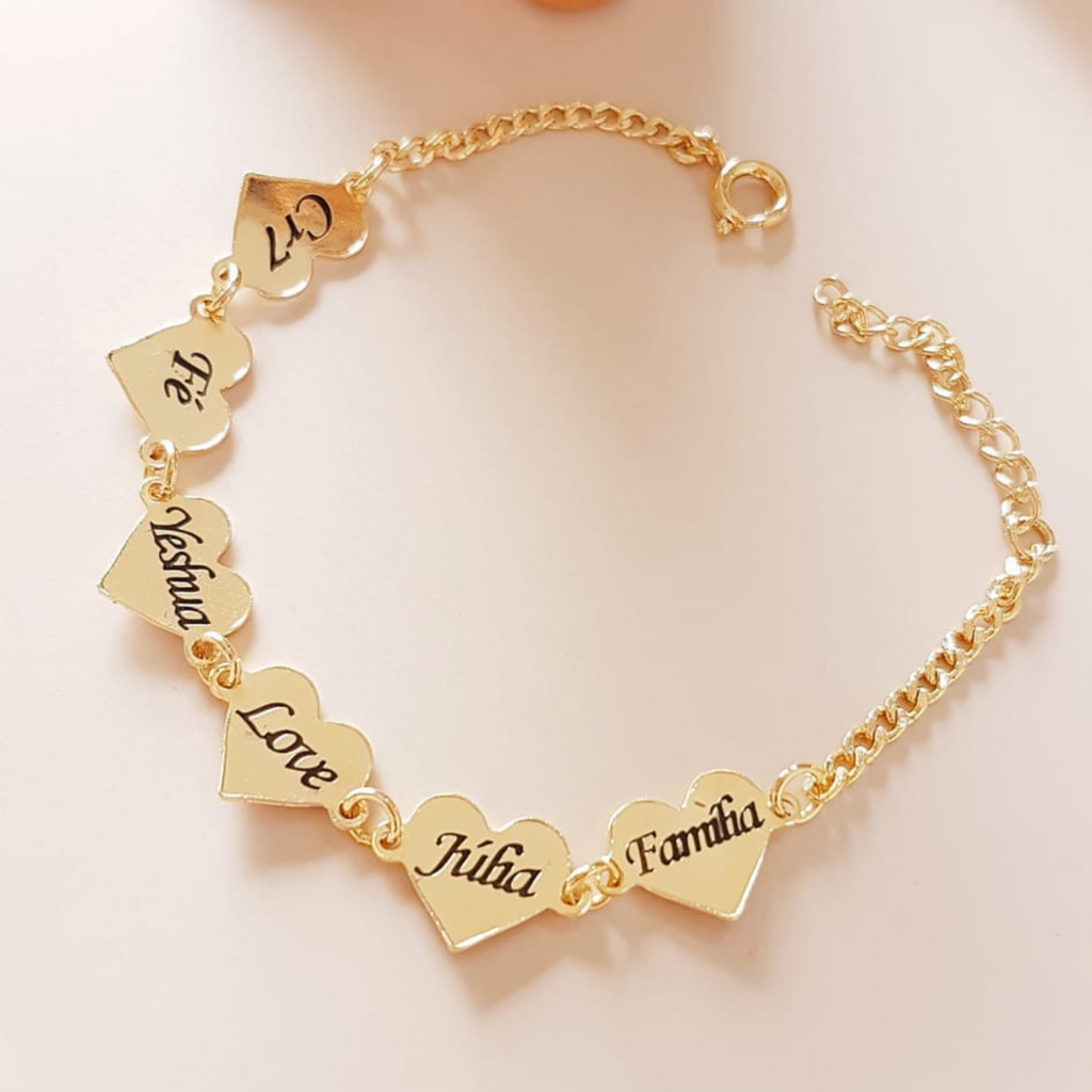 Pulseira Coração Com Nomes