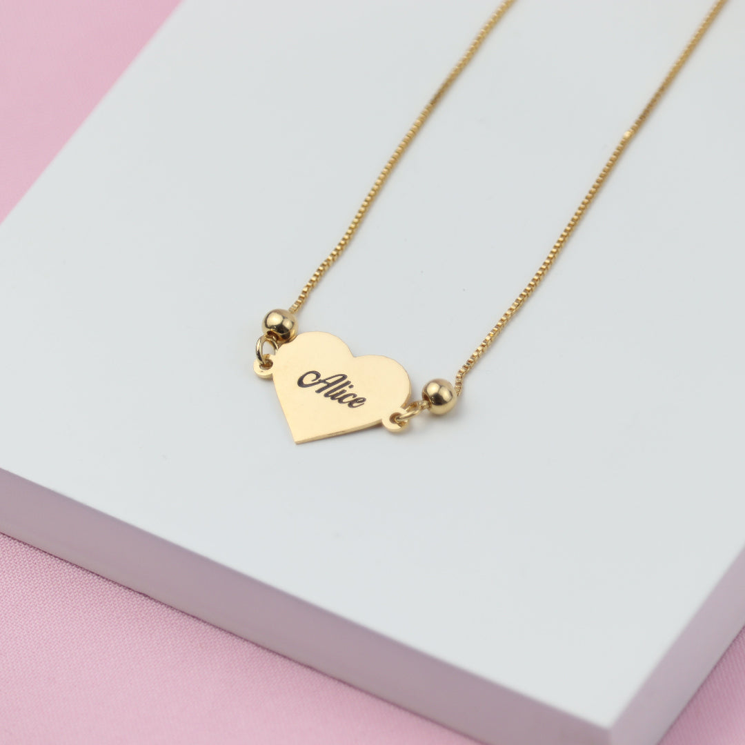 Pulseira de Coração Gravatinha com Nome