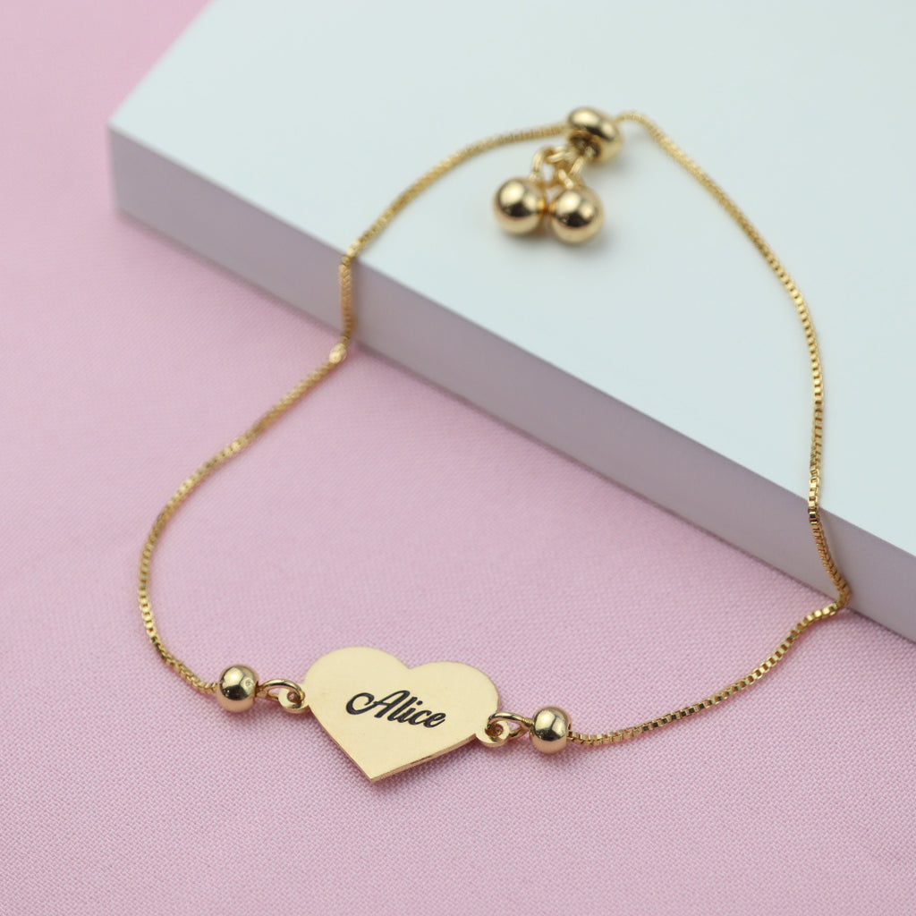 Pulseira de Coração Gravatinha com Nome