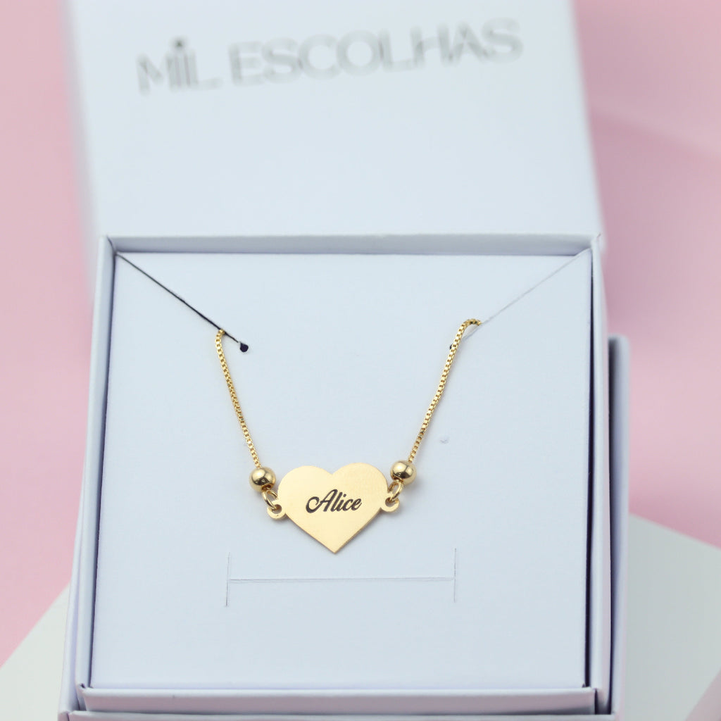 Pulseira de Coração Gravatinha com Nome