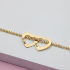 Pulseira de Coração Com Nomes - Gravação a Laser