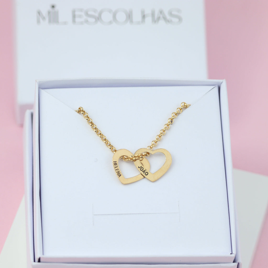 Pulseira de Coração Com Nomes - Gravação a Laser