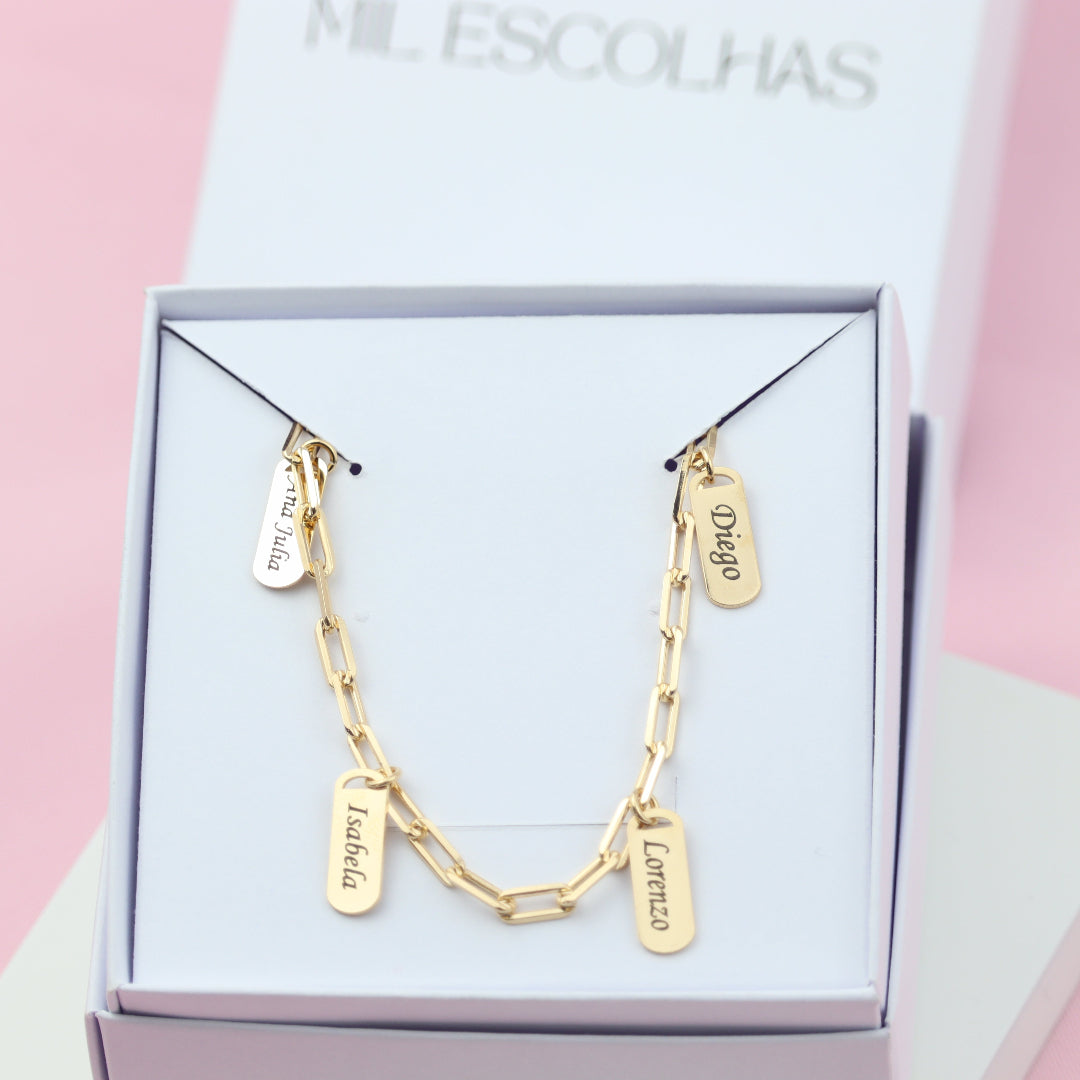 Pulseira Elegance Grave os Nomes Da Sua Família