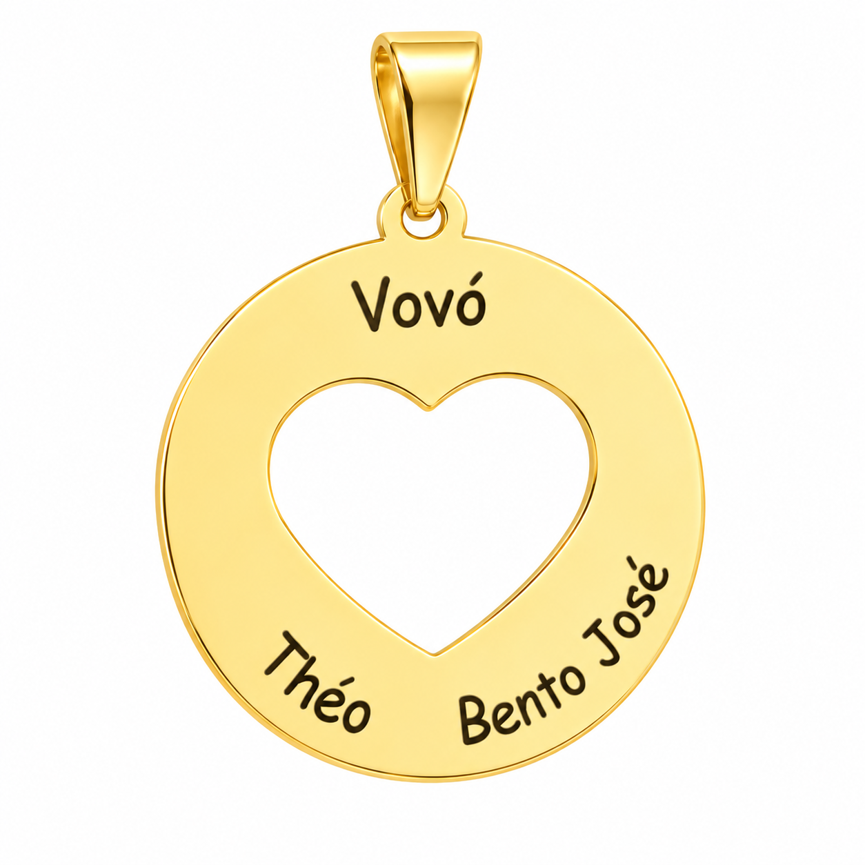Pingente Coração Vazado da Vovó Personalizável
