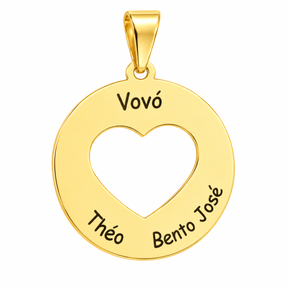 Pingente Coração Vazado da Vovó Personalizável