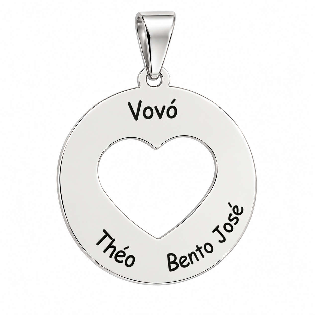 Pingente Coração Vazado da Vovó Personalizável