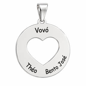 Pingente Coração Vazado da Vovó Personalizável