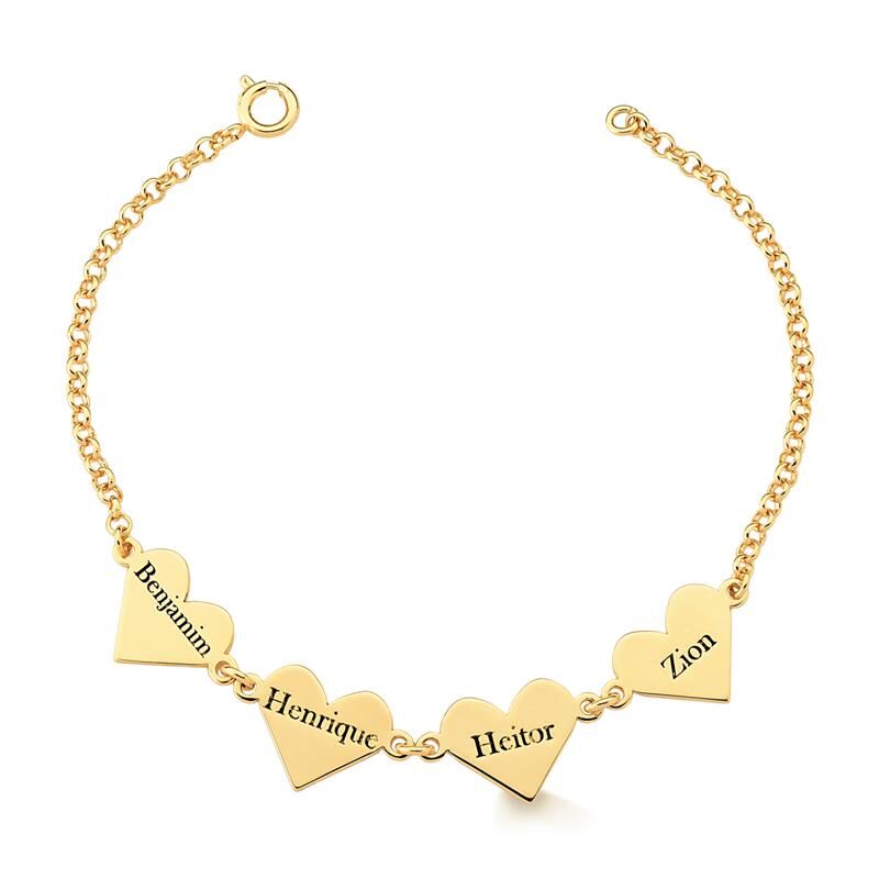 Pulseira Coração Com Nomes