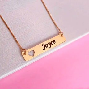 Colar Personalizado Placa Com Nome E Coração Vazado