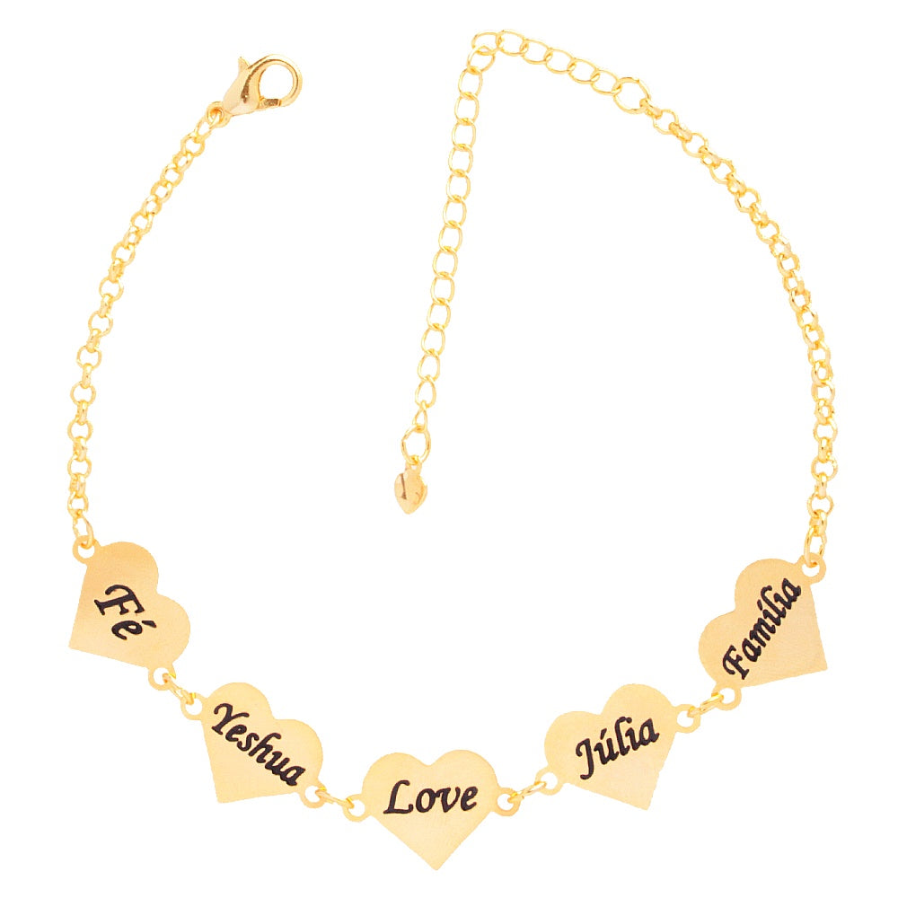Pulseira Coração Com Nomes